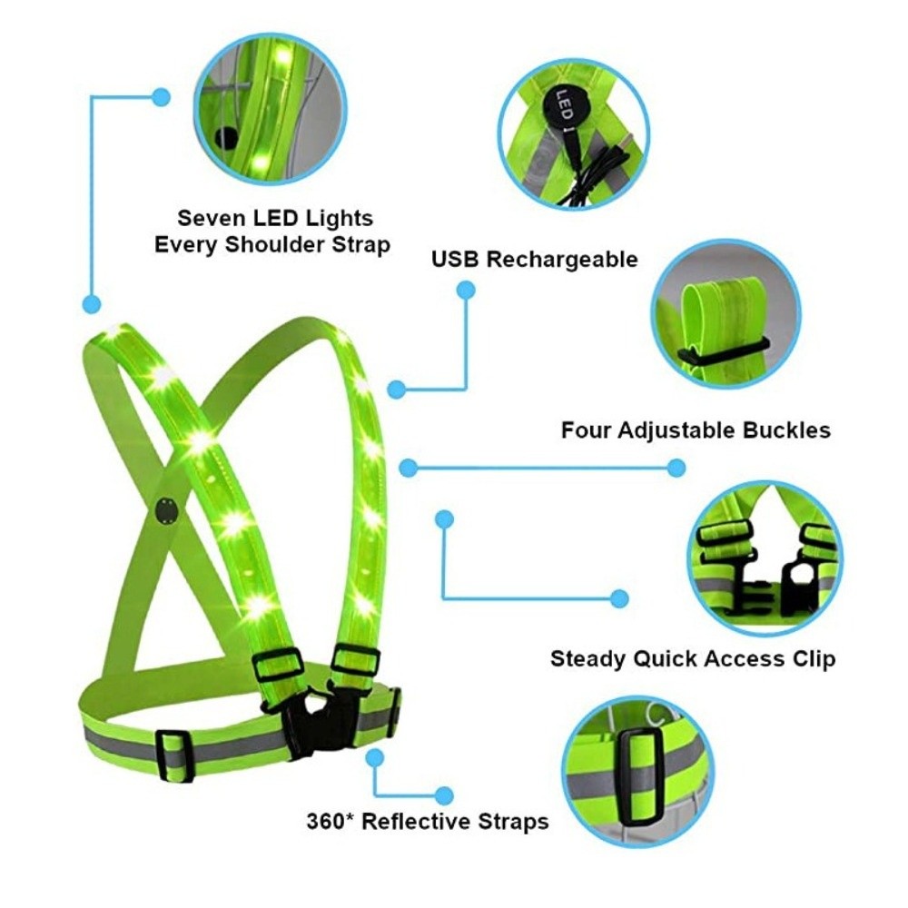 New Polyester LED Safety Vest  - đánh giá và giá Running Gear Reflective