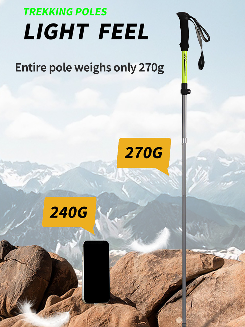 Foldable Trekking Pole 7075 Al - đánh giá và giá Trekking Pole Carbon