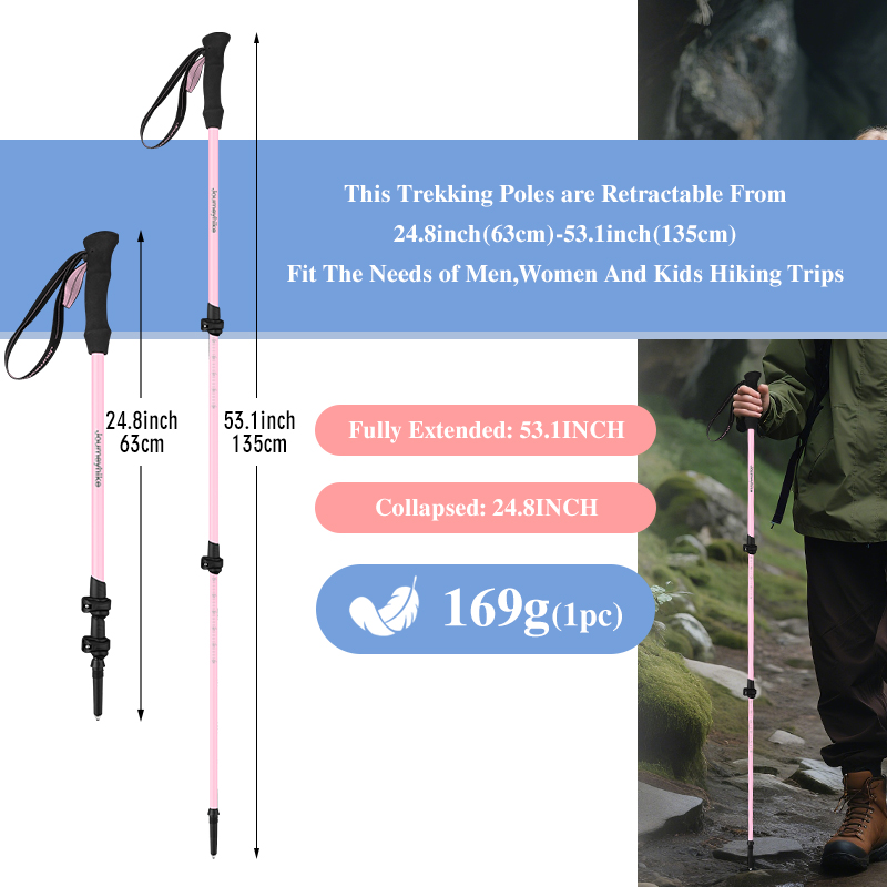 Pink Carbon Fiber Hiking Poles - đánh giá và giá Trekking Pole Carbon