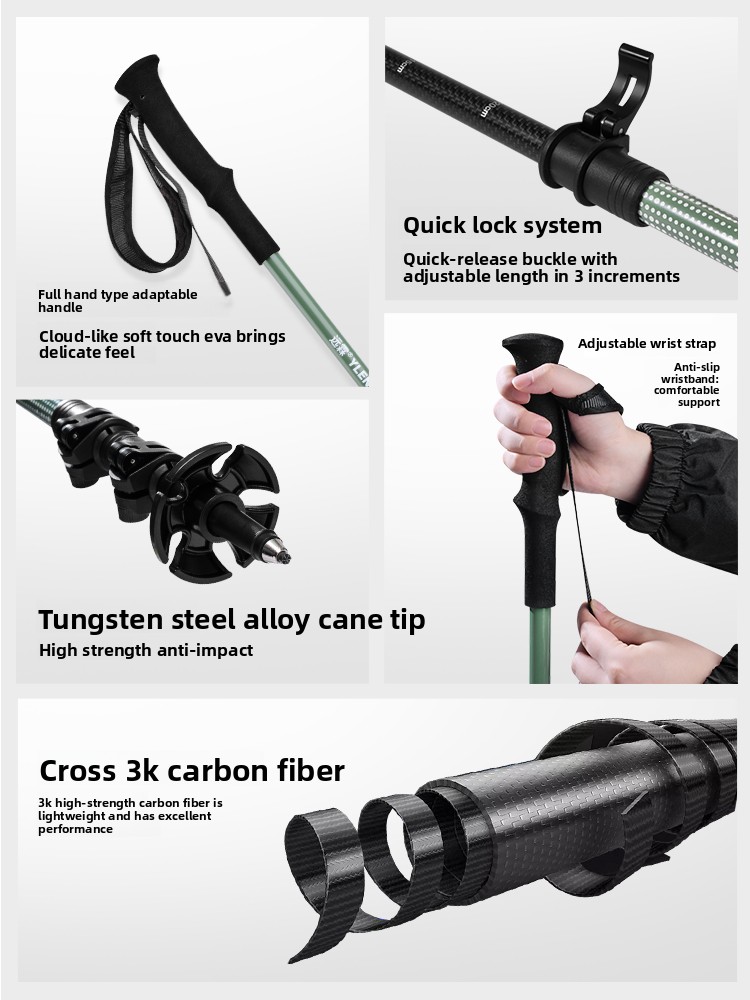 Professional 3K Carbon Fiber T - đánh giá và giá Trekking Pole Carbon